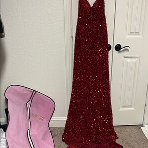 Abyss By Abby Red Sequin Gown